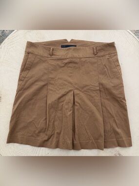 Zara Brown Pleated Skater Skirt Sz XL